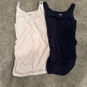 Women's Sleeveless maternity Tank Top Set - White and Black